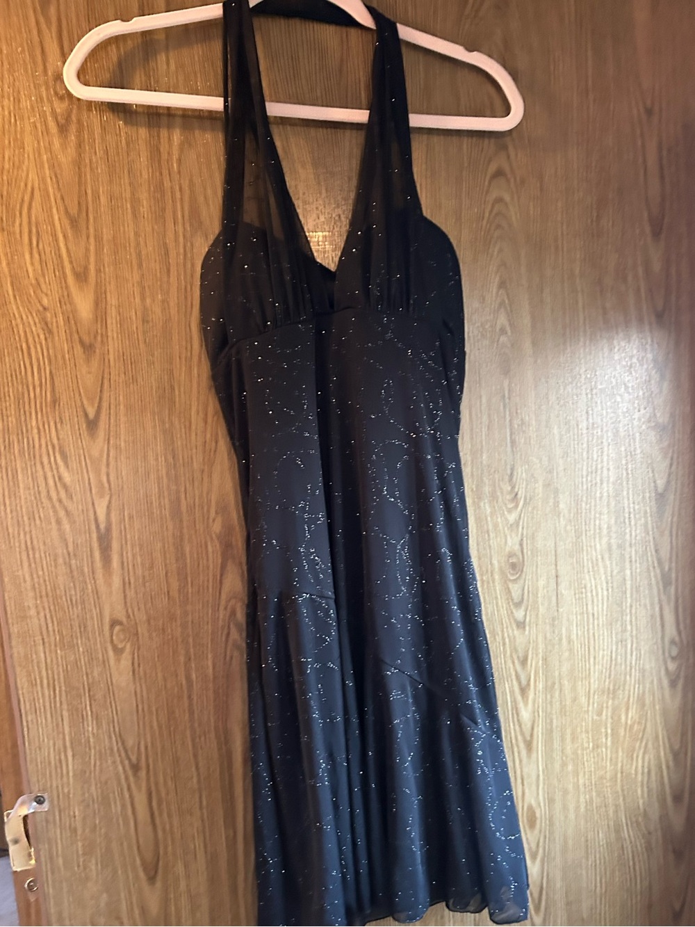 TeenBell Black Sparkle Halter Midi Dress